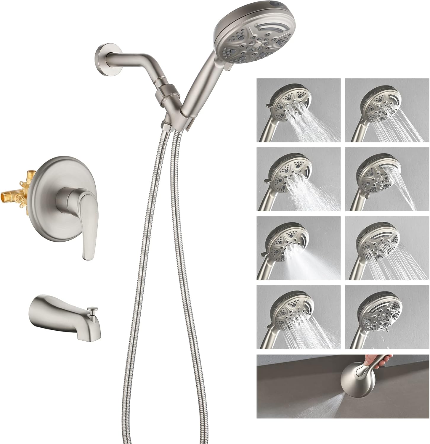 SHAMANDA Tub Shower Faucet Set with Valve Waterfall Tub and Shower