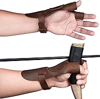 ValhallaGear Reinforced Archery Shooting Glove - Full Grain Leather Wrist & Finger Protector for Recurve Bow, Hunting, Cosplay