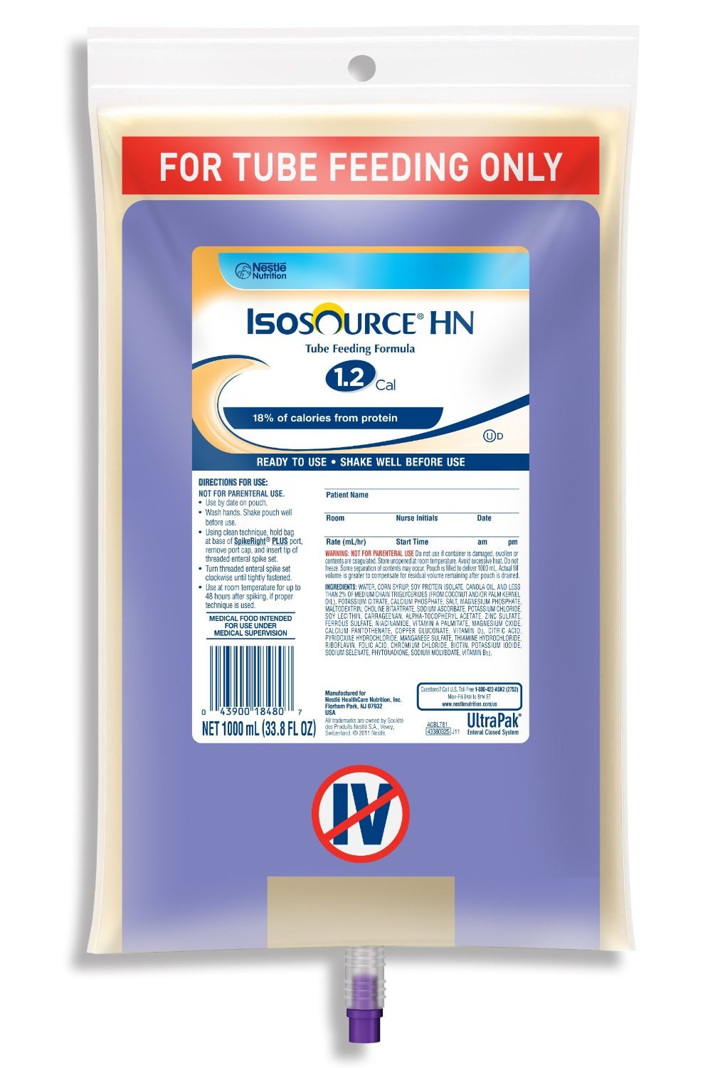 Isosource Hn Nutritional Supplement, 1000 ML : 6 Each/Case