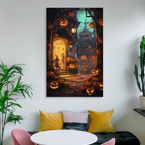 Miniatura 6 de Arte de pared de Halloween, tienda mágica, ilustración, arte en lienzo, decoración de sala de estar, pintura, impresión de cuadros, póster de arte