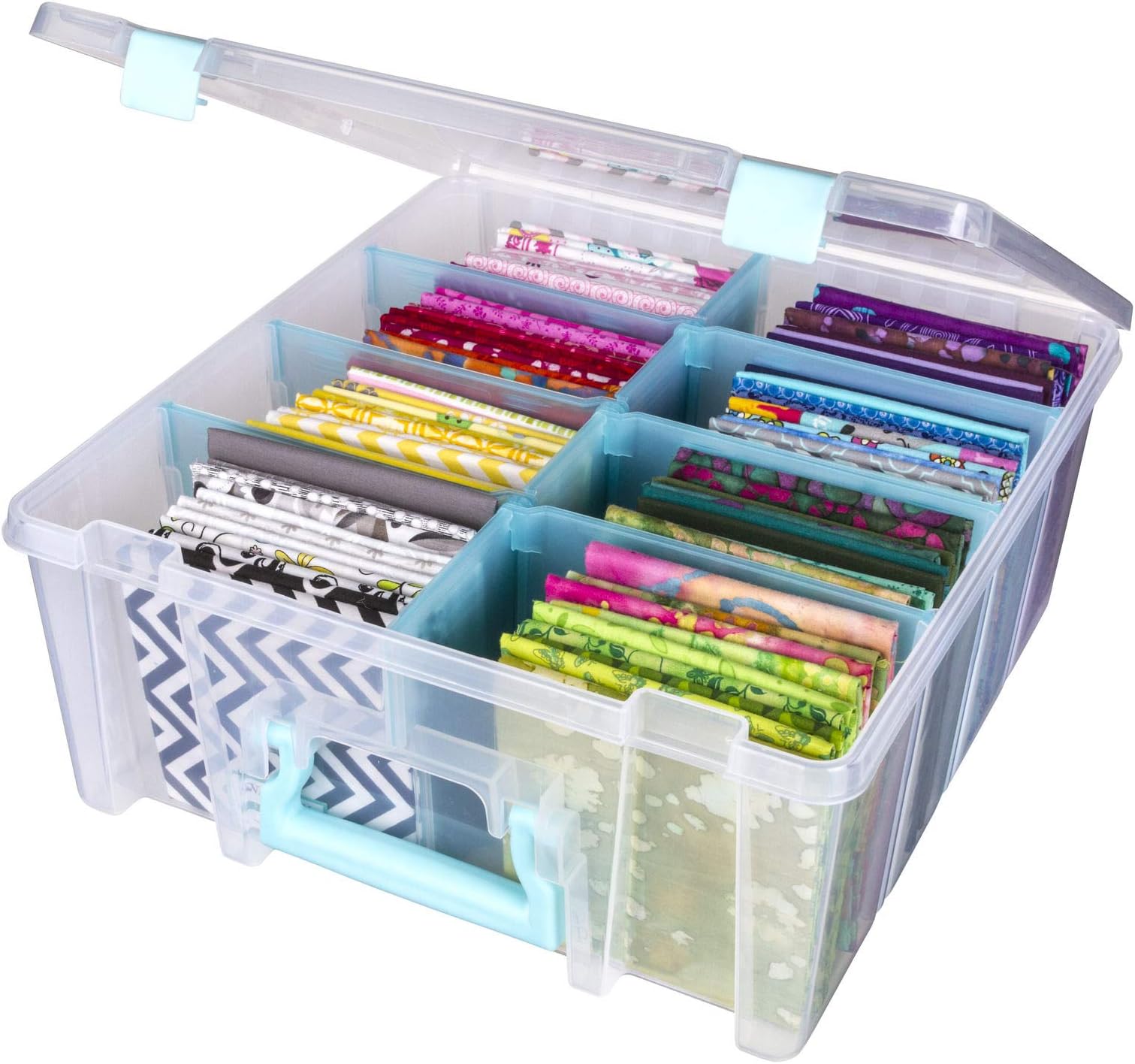 Super Satchel, Polypropylene Plastic, Clear & Aqua, Double Deep