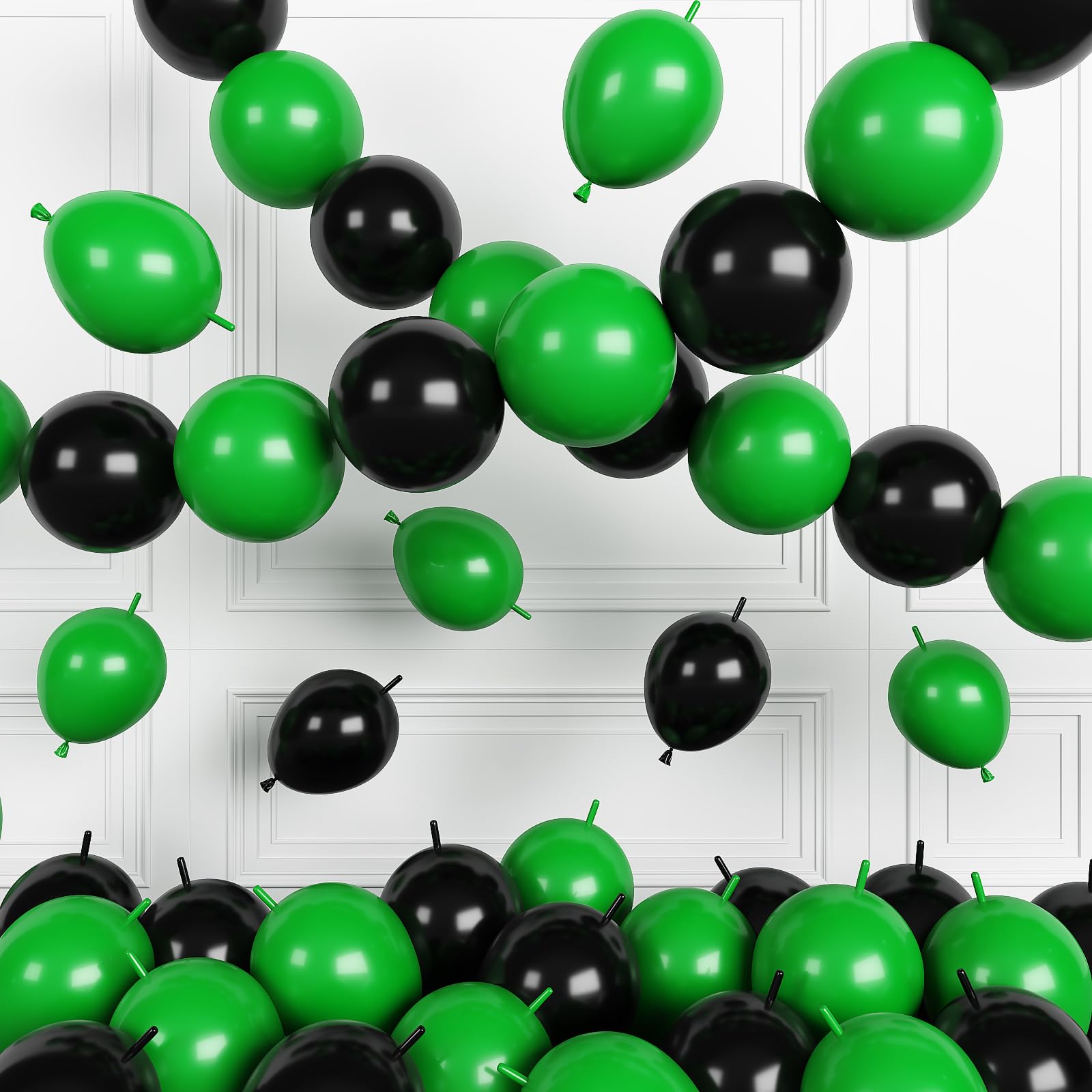 Black Green Link Balloons,120Pcs 6Inch Black Green Linking Balloons
