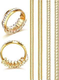 قطعة لضبط المقاس للخواتم الفضفاضة من انزيالا - 4 مقاسات، أداة شد وتضييق حلزونية من السيليكون (4 قطع، ذهبية)