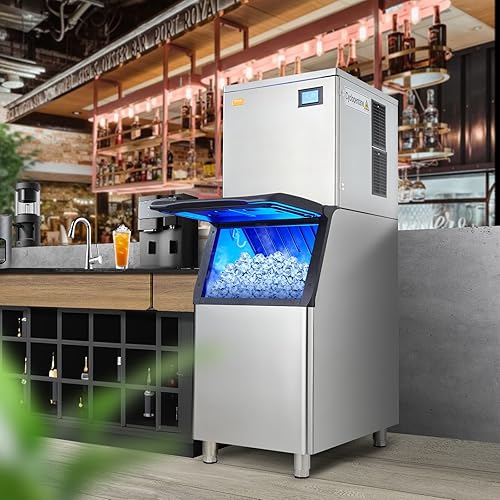 Miniatura 8 de VEVOR Máquina de hielo comercial, máquina de fabricación de hielo de 360 libras24 horas con contenedor de almacenamiento grande de 330.7 libras,