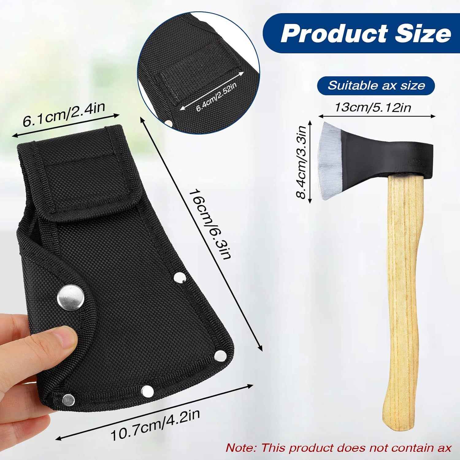 Hatchet Head Sheath Black Axe Sheath, Axe Head Cover for 1-1/4lb Axes, Double Snap Hatchets Blade Protector Hatchets Cover Hatchet Edge Protector for Outdoor Hiking Outdoors Work Axes Jacket