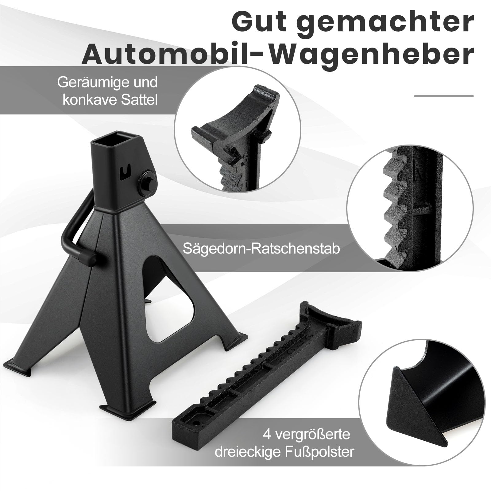 GYMAX Unterstellbock 5896 kg, 2 Stück Stützböcke, 14 stufige höhenverstellbar 36-58,5 cm, Wagenheber Ständer mit sicherer Verriegelung, 2er-Set Wagenbock für Werkstätten & Hobbybastler