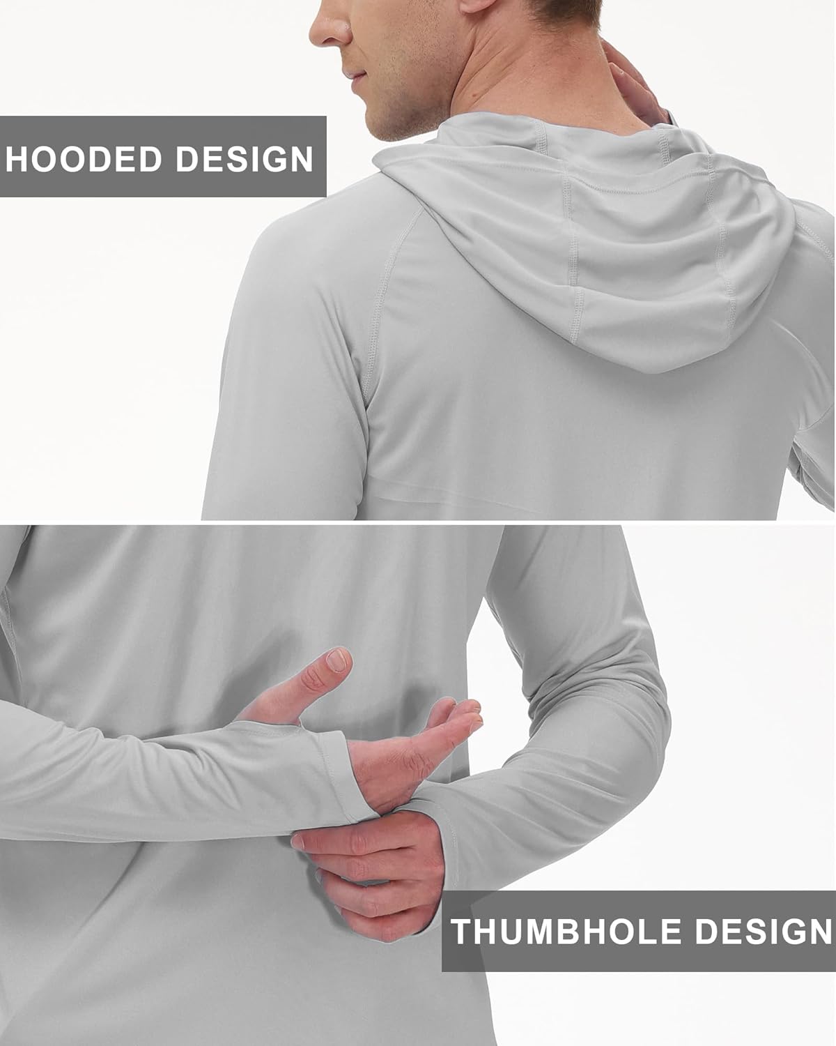 Roadbox Mens UPF 50+ Long Sleeve, Sun Hoodie Fishing Shirts for Men, UV Protection Hooded for Hiking Running Workout - Image 5