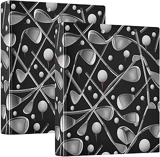Carpeta de 3 anillos para palos de golf, color negro sólido, carpetas de anillos en D con portapapeles, 3 carpetas grandes para escuela, universidad, oficina (paquete de 2)