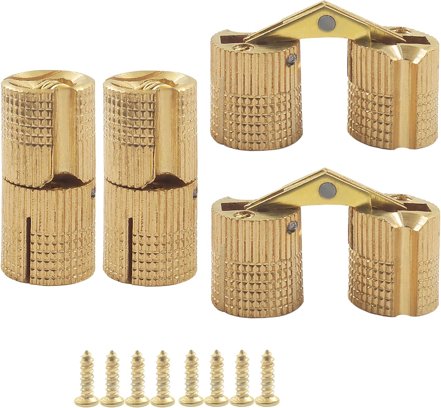 8 Pcs 8mm 180 Degree Opening Angle Brass Barrel Hinges