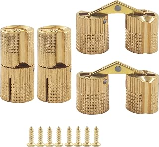 4 Pcs 12mm Invisible Brass Barrel Hinges, 180 Degree Opening Angle Concealed Hidden Cabinet Furniture Hinges for DIY Jewelry Box/Hand Craft