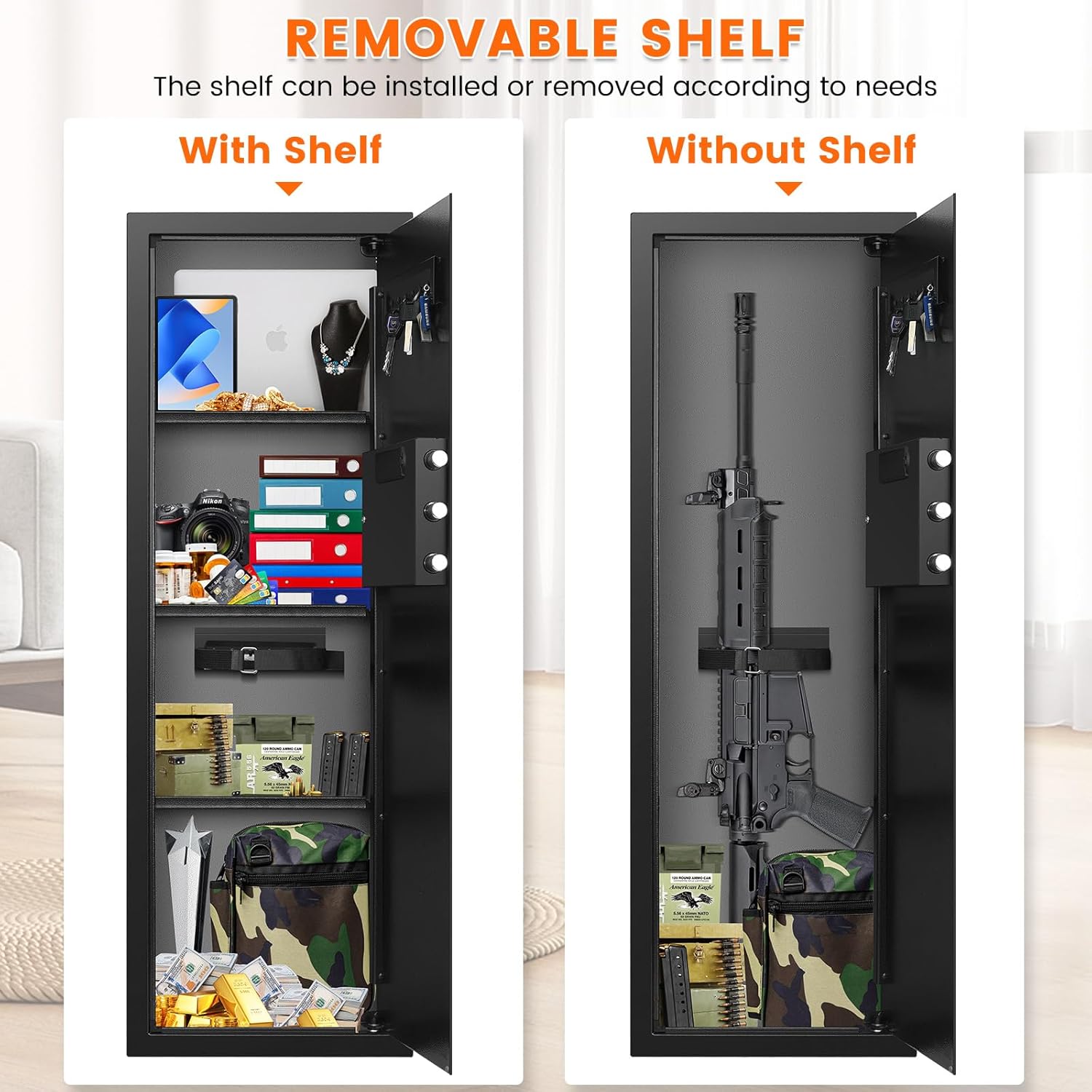 Zogola Wall Safe with and without removable shelf