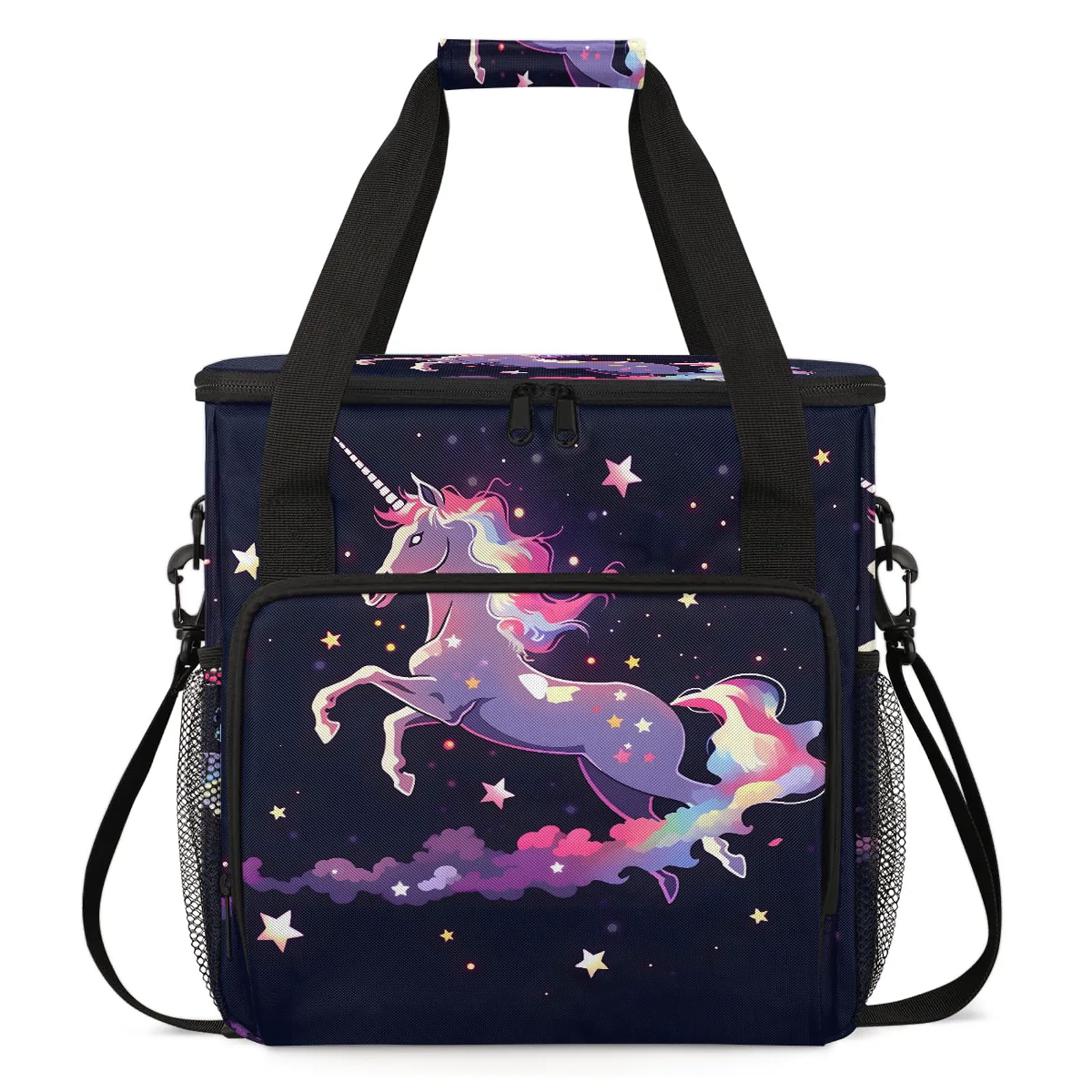 Adornori Galaxy Unicorn Coffee Maker Carring Bag, Large Insulated Storage Organizer Case Tote Bags with Shoulder Strap for Travel Work Picnic
