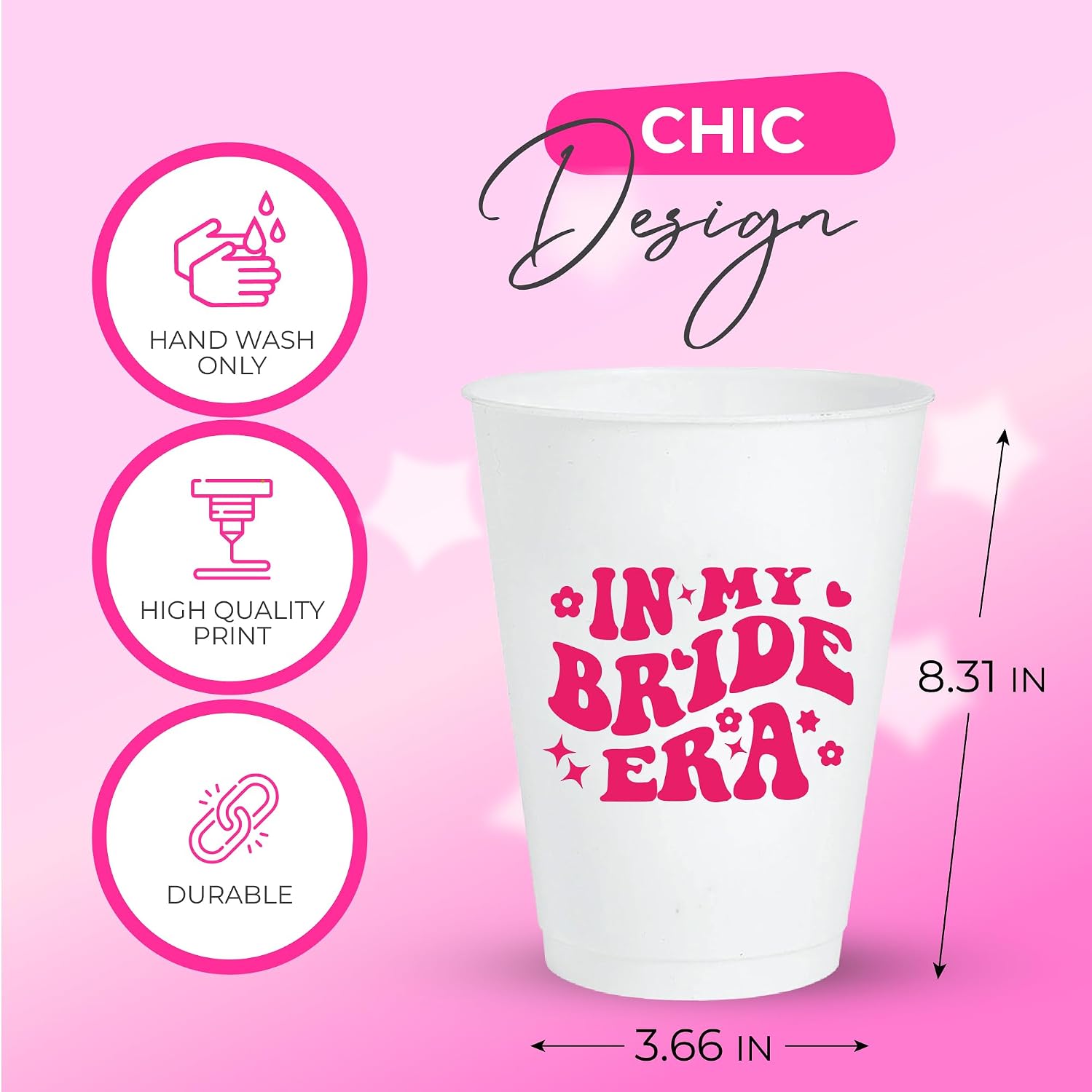 Bachelorette Cups Set of 12, 16 Oz Each, 1 In My Bride Era and 11 In My Party Era Bachelorette Party Cups, Themed Decorations for Bride