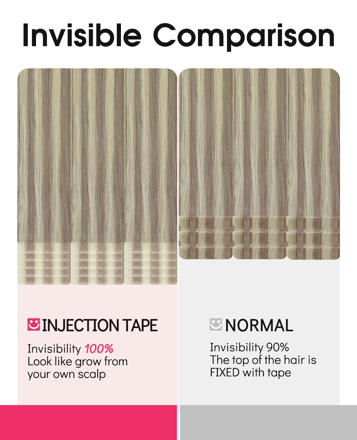 Youngsmile Injection Tape in Hair Extensions Human Hair #18P613 Ash Blonde with Bleach Blonde Real Human Hair 20pcs 30g 14 Inch Injected Tape in Hair Extensions Seamless Tape ins (#18P613,14'')