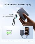 INIU for MagSafe Power Bank, Slimmest 25W Qi2.2 10000mAh Magnetic Portable Charger, 45W PD Fast Charging with Attached USB C Cable, Battery Pack for iPhone Air 17 16 15 14 13 12 Only