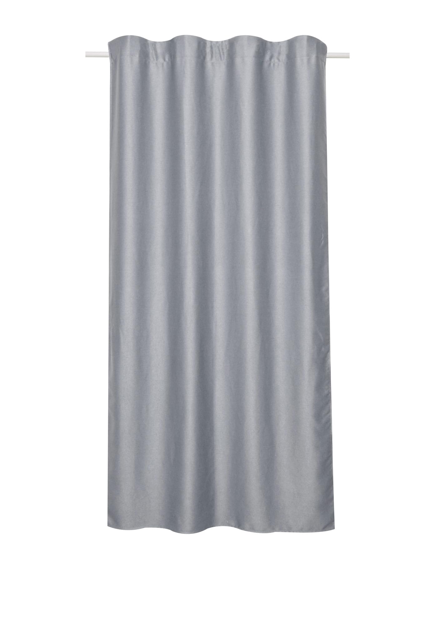 Sehlbach Fertiggardine mit Gardinenband, Blackout glänzende Struktur, Silbergrau, 135 x 175 cm Gardinen, Energiesparend Im Winter, Wärmeabweisend Im Sommer, Schallabsorbierend, Öko-Tex Zertifiziert