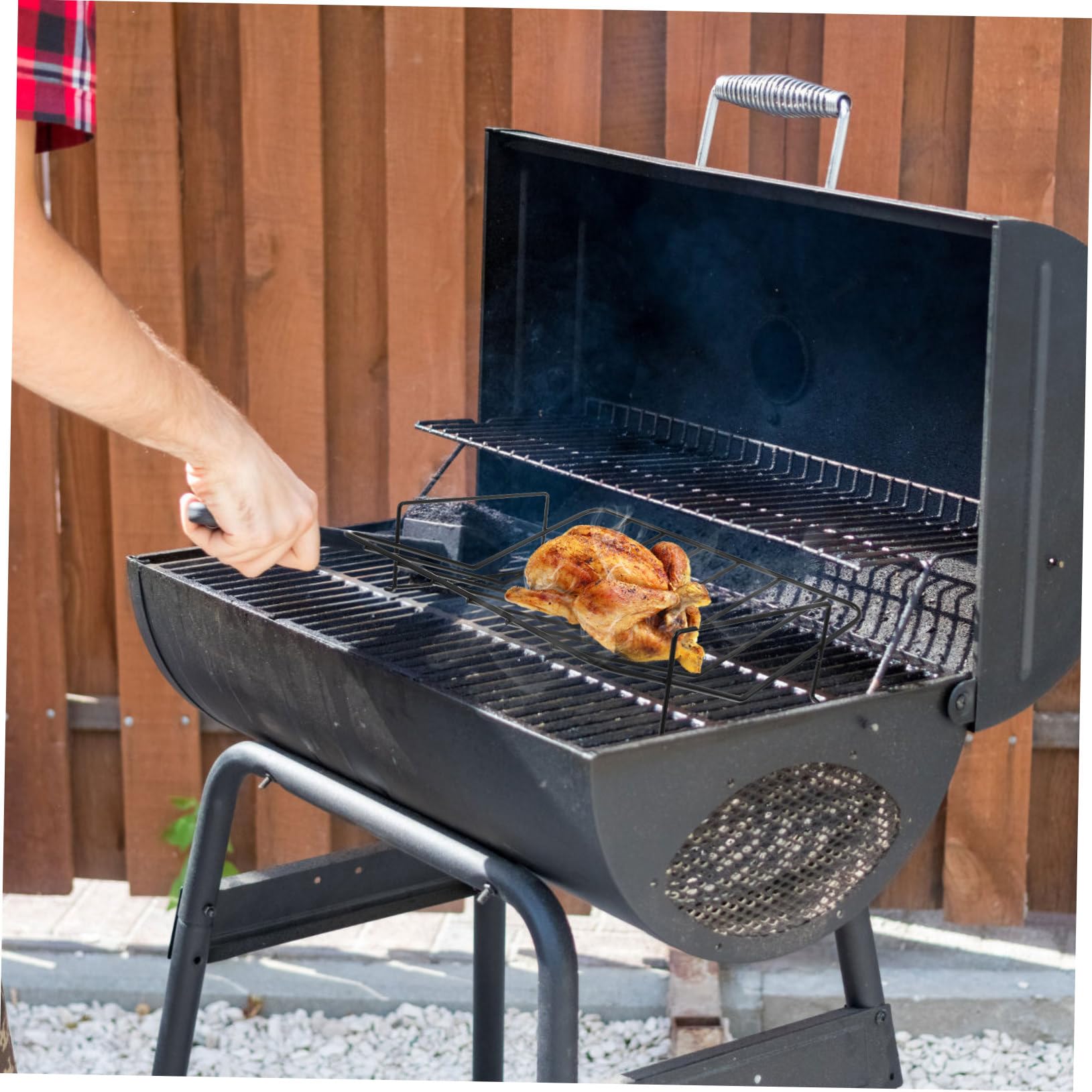 Kisangel Griglia Barbecue Portatile in Acciaio al Carbonio Nero per Outdoor | Supporto Leggero per Grigliata All'aperto, Formato Pratico, Adatto a Carne e Pollame, Uso Esterno