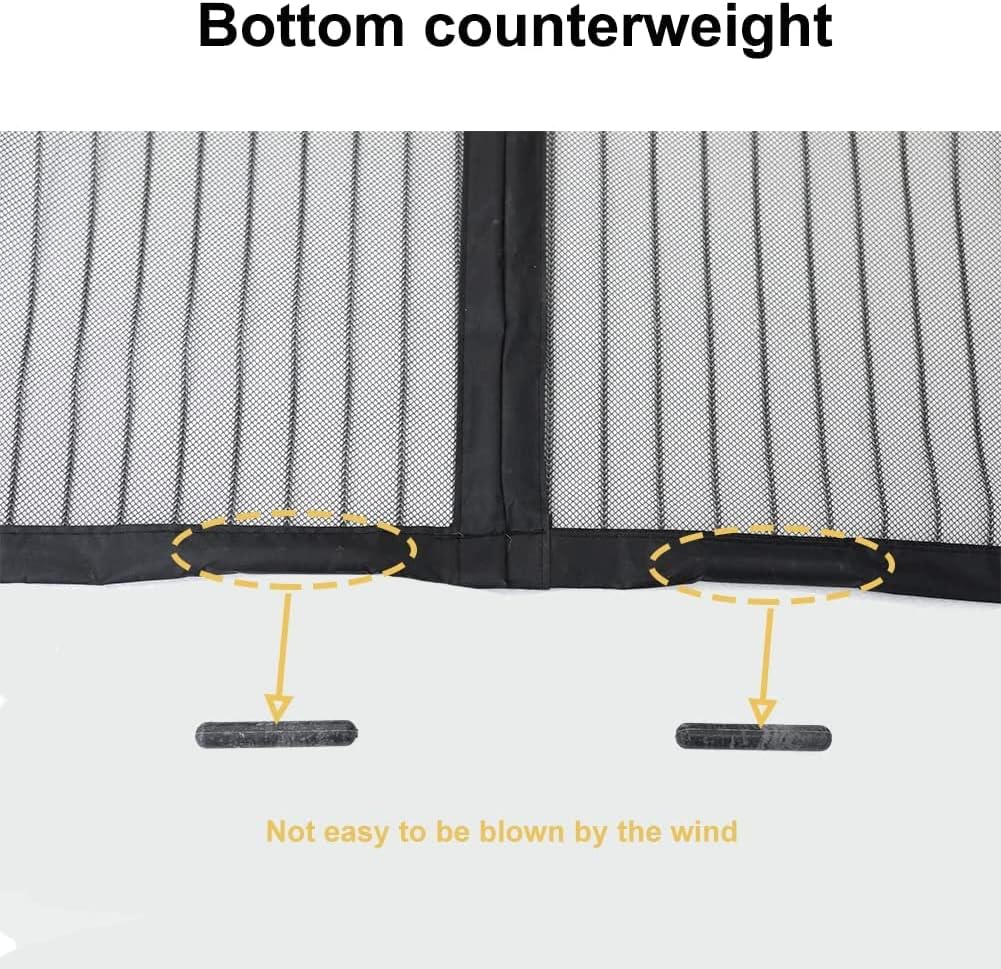 Durable Magnetic Screen Door, Bottom Weighted Door Mesh Screen with Magnet Fit Door Size 25 x 78 Inch, Strong Magnetic Screen Door for Single Door, Actual Screen Size 27x79 Inch(Black)