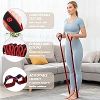 Vista 2 de Banda de resistencia de fitness con asas, banda de resistencia elástica numérica, banda de estiramiento de pilates de 8 segmentos, bandas ajustables