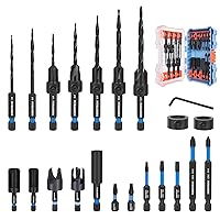Vista 8 de KEENTECH 22-piece Countersink Drill Bit Set, 1/4" Hex Shank Tapered Countersink Drill Bits with 4PCS Wood Plug Cutter, Adjustable Depth Counter Sink