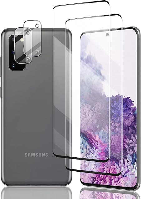 Ansxiy For Samsung Galaxy S20 Screen Protector[2 Pcs]+ Camera Lens Protector[2 Pcs], Easy installation, Fingerprint Compatible, Anti-Scratch, Screen Protector for Samsung Galaxy S20 5G [2+2 Pack]