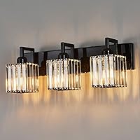 Vista 54 de Moderna lámpara de cristal para tocador/pared de baño, de 6 luces, con acabado de latón cepillado color dorado