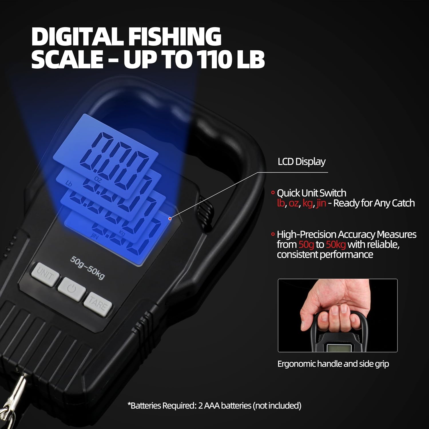 Fishing Tool Kit with Fish Gripper, Portable Fish Scale, Stainless Steel Soap & Measuring Ruler – Saltwater Resistant Tackle Accessories for Freshwater and Saltwater Anglers (Black)