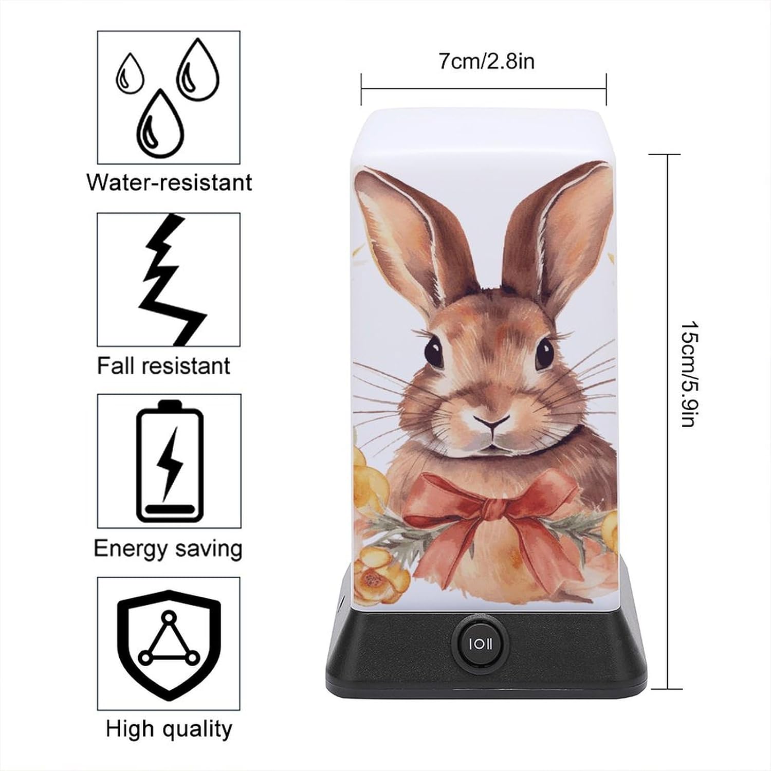 Desk Lamp Table Lamp with 2 Lighting Modes Battery Operated Bunny Rosette Reading Lamp for Bedroom Nightstand