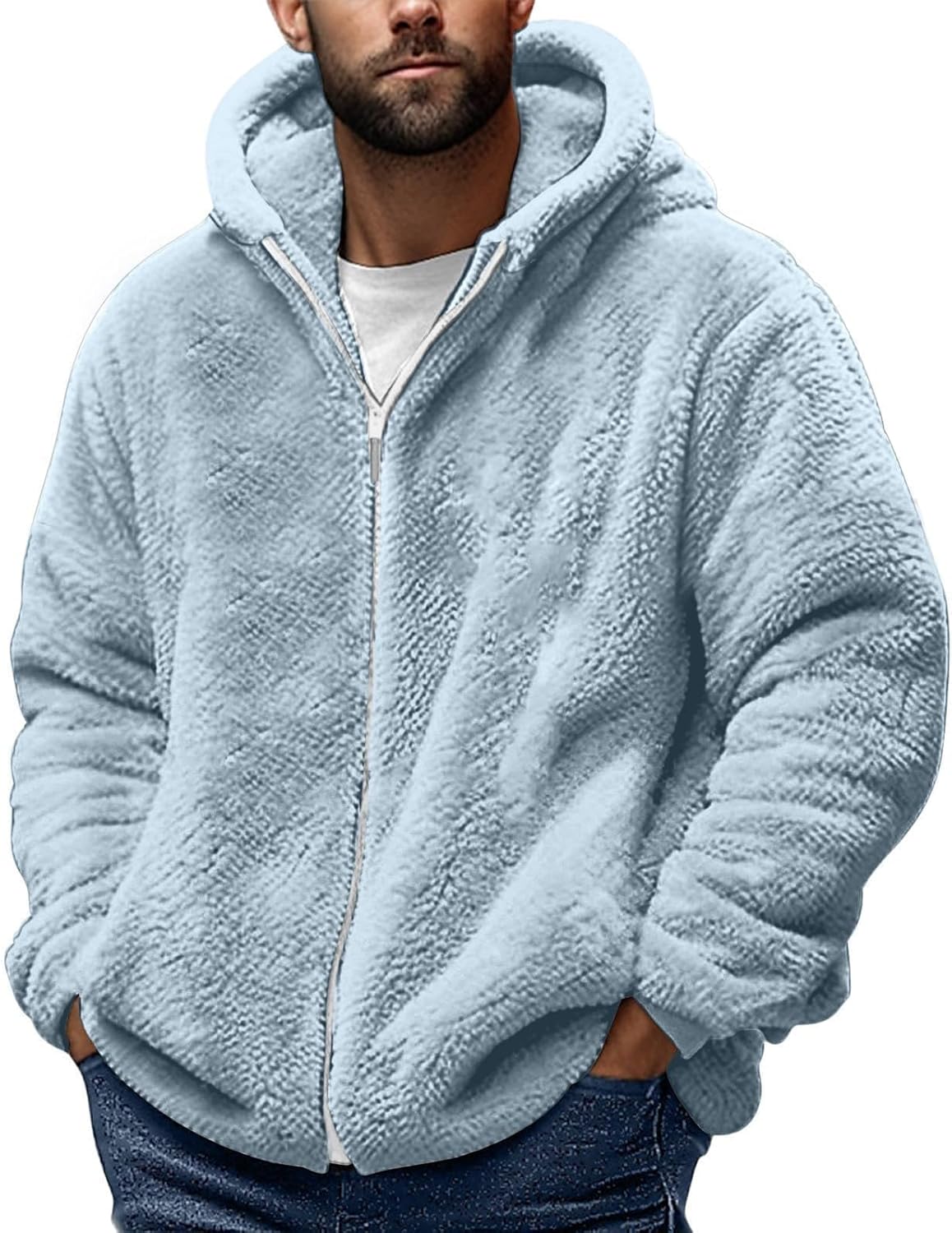 Generisch Teddy fleecejack voor heren, met capuchon, warme hoodie