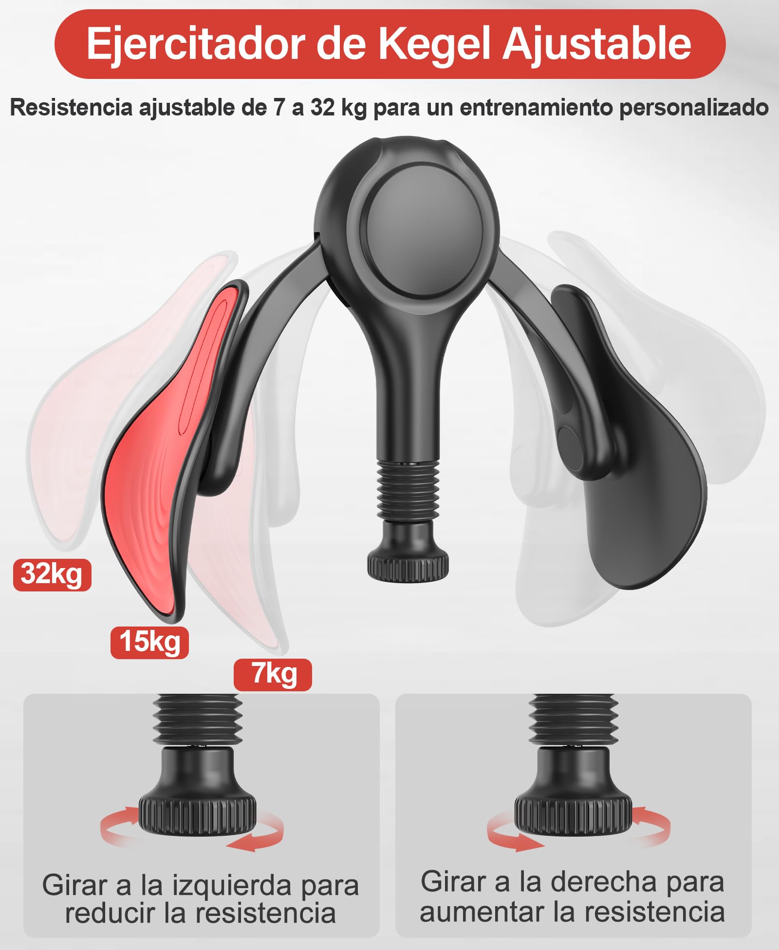 Ejercitador de Muslos y Suelo Pélvico para Mujeres Máquina de Ejercicio Interno de Piernas con Banda de Resistencia Kegel Trainer Tonificador de Glúteos y Musculatura Abdominal para Casa