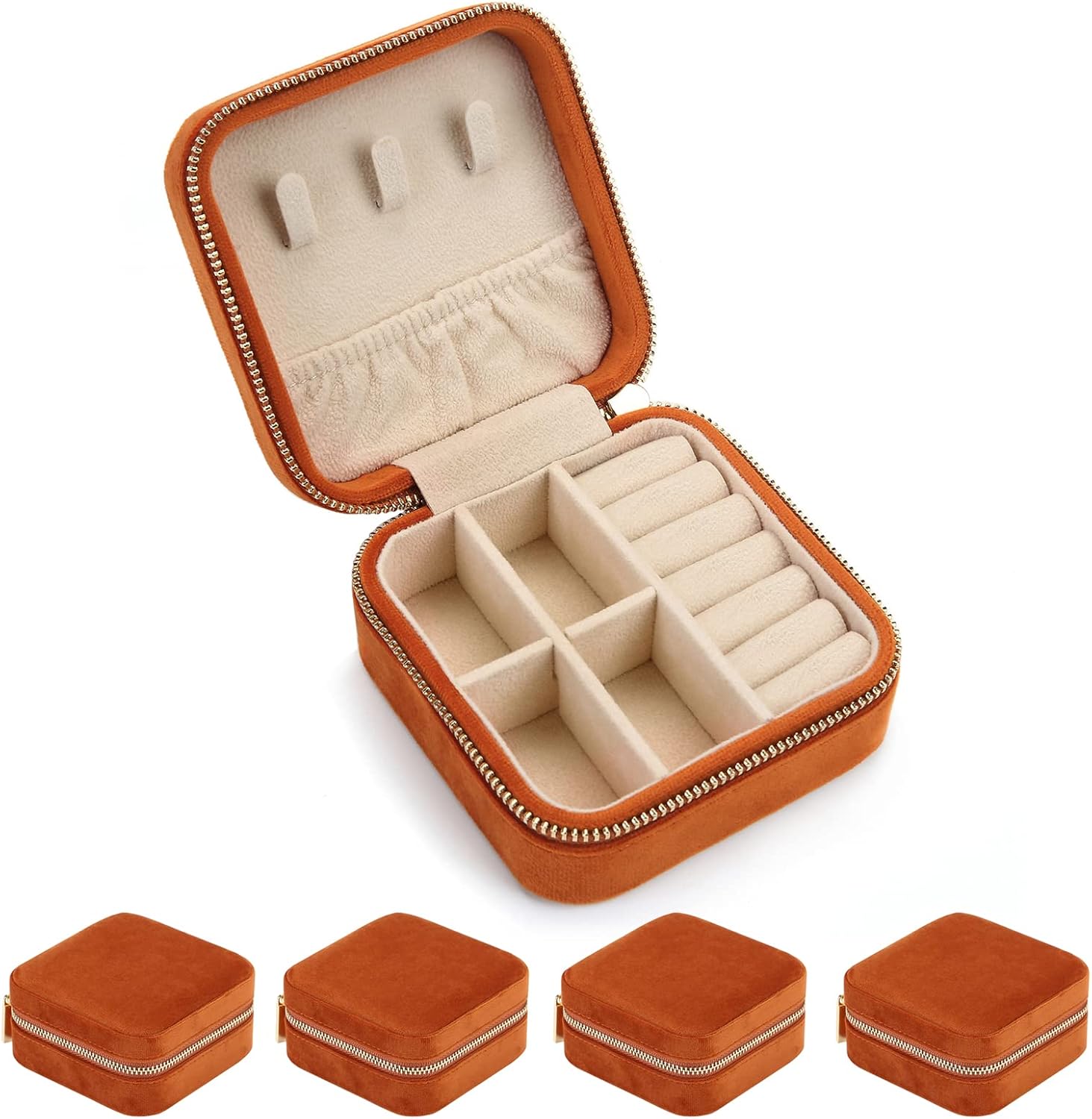 TRODANCE Plush Velvet Travel Jewelry Case Organizer, Small Travel Jewelry Box, Portable Jewelry