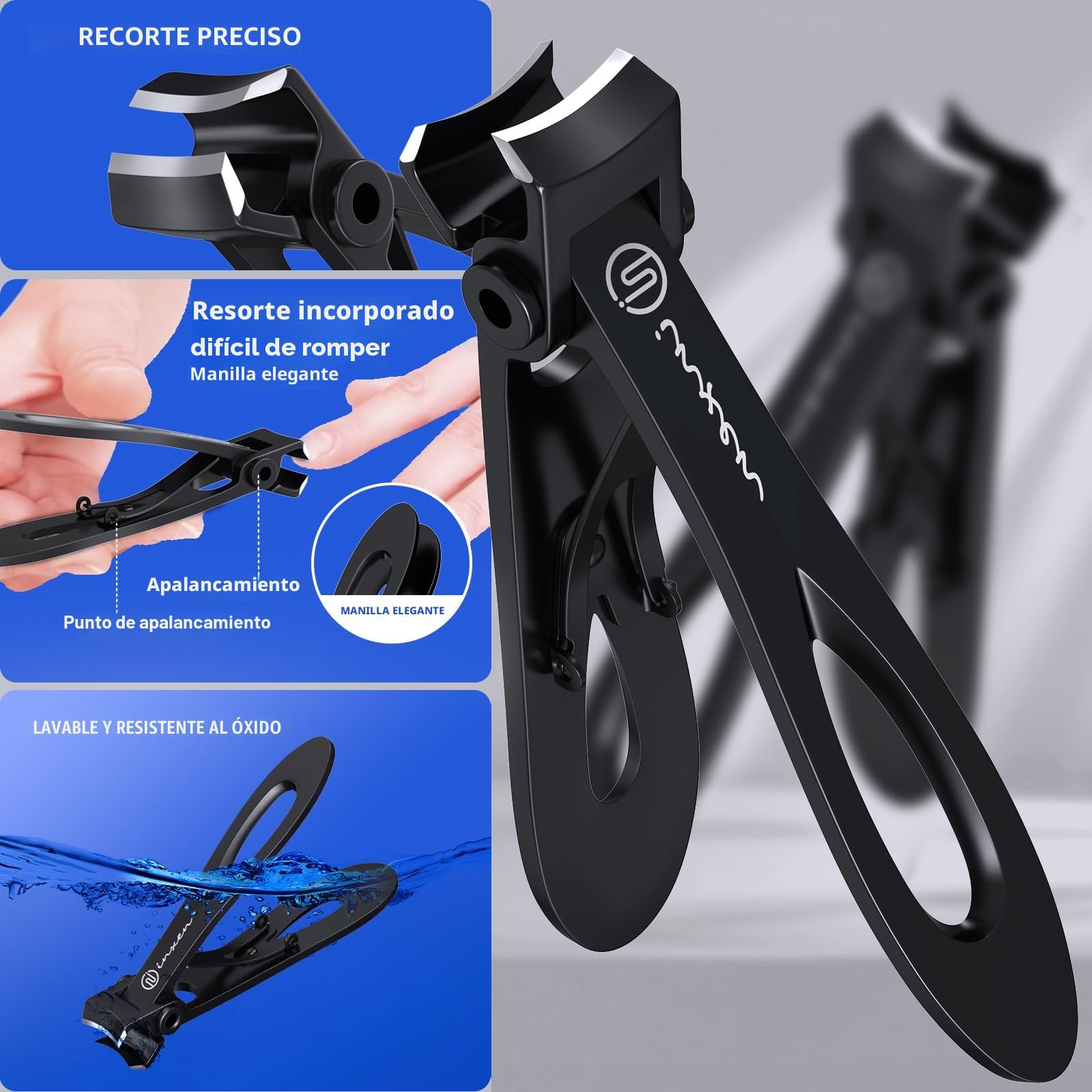 Cortauñas Profesional 3Pcs - Set de Cortauñas de Cabeza en Ángulo para Personas Mayores y Adultos - Afiladas para Uñas Gruesas - Manicura para Uñas de Manos y Pies