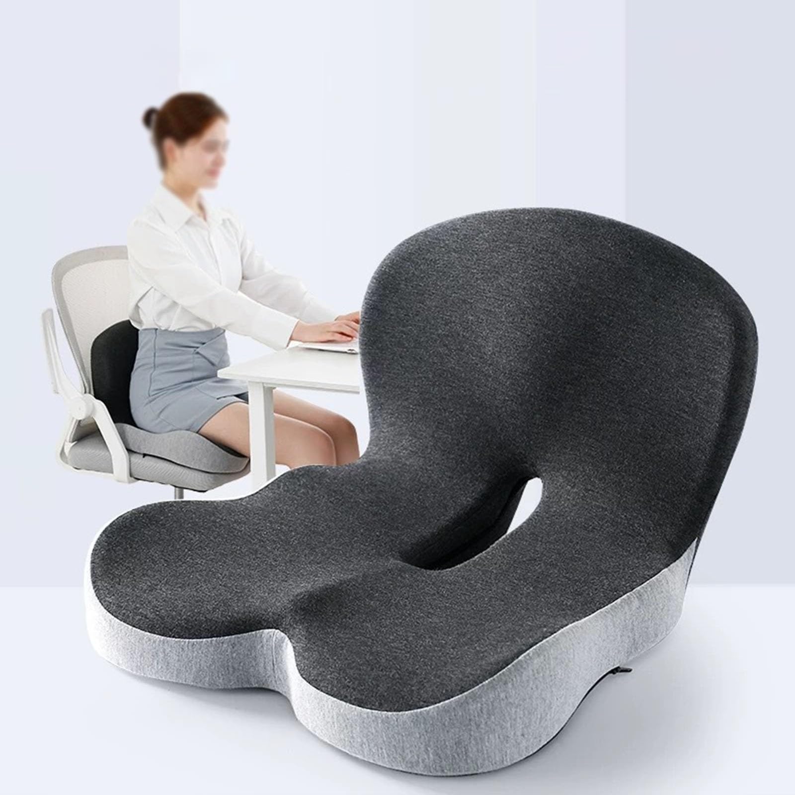 Cuscino Per Sciatica Cuscino,Cuscino Per Schienale E Seduta,Cuscini Integrati A Forma L In Memory Foam,Protezione Lombare E Delle Natiche Sollievo Da Pressione Ufficio Auto Studio Viaggio(Gray)