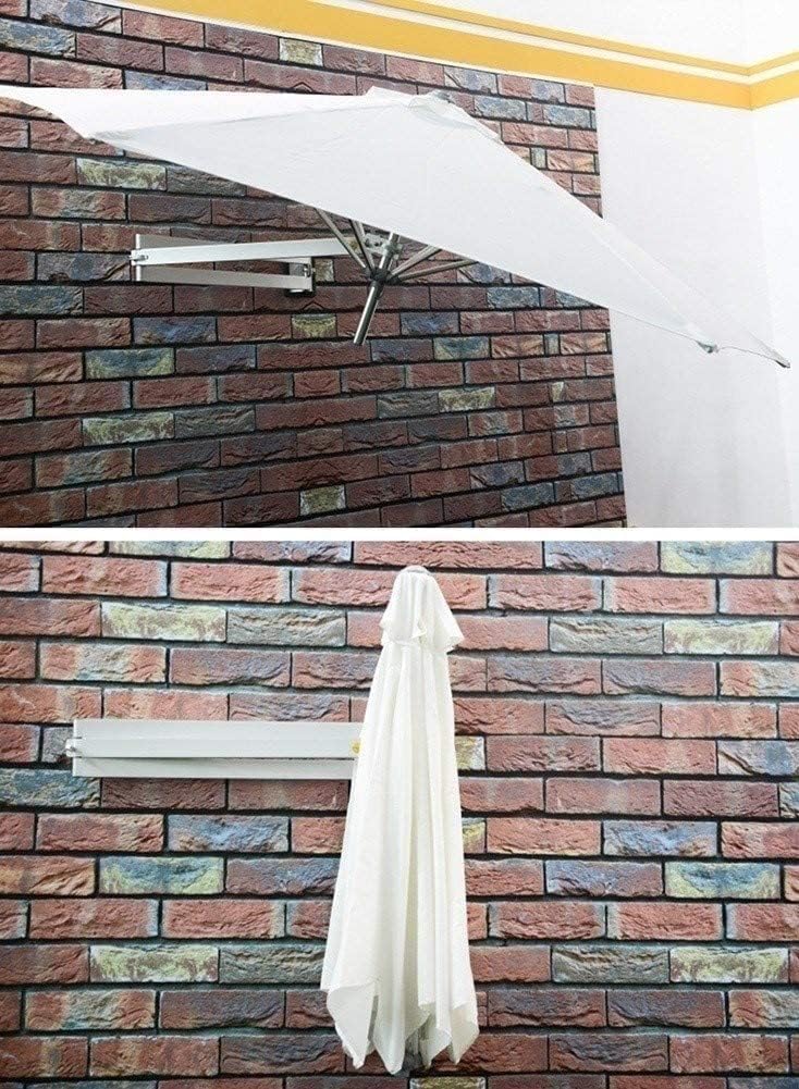 Umbrellas Outdoor Patio Wall Mount Umbrella for Wall Balcony Door Yard Sun Shade with Tilt and Aluminum Pole, 7ft / 2.2m (Color : Khaki)