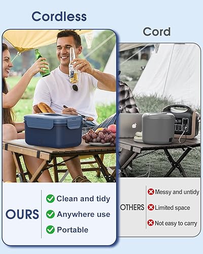 Miniatura 3 de Fiambrera eléctrica inalámbrica para adultos, lonchera calentada recargable de 1.8 L para hombres, calentador de alimentos portátil con tenedor y