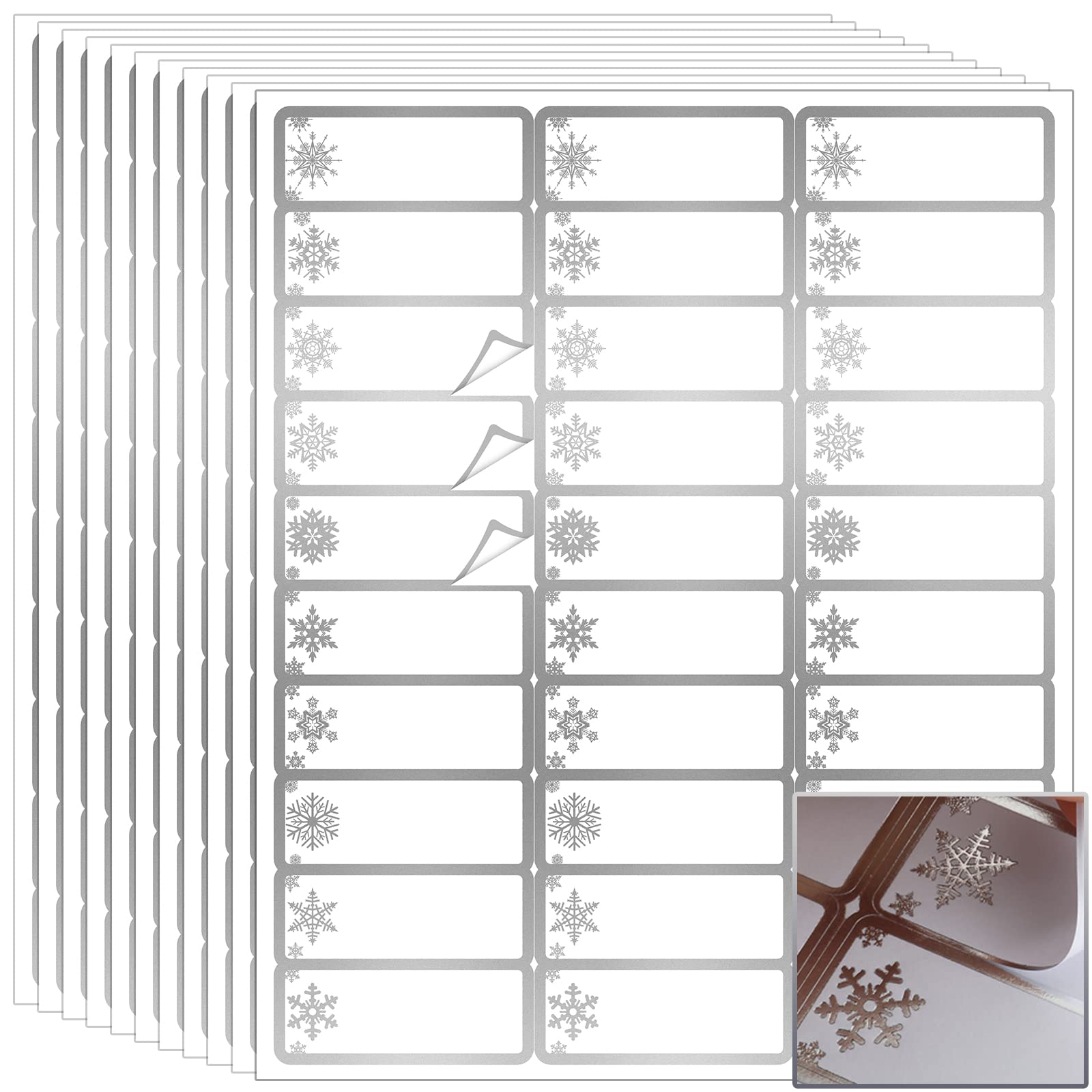 Spiareal 750 Pcs Christmas Address Labels 1 x 2.625 Inch Mailing Label Winter Foil Printable Gift Tags Compatible with Laser and Inkjet Printer (