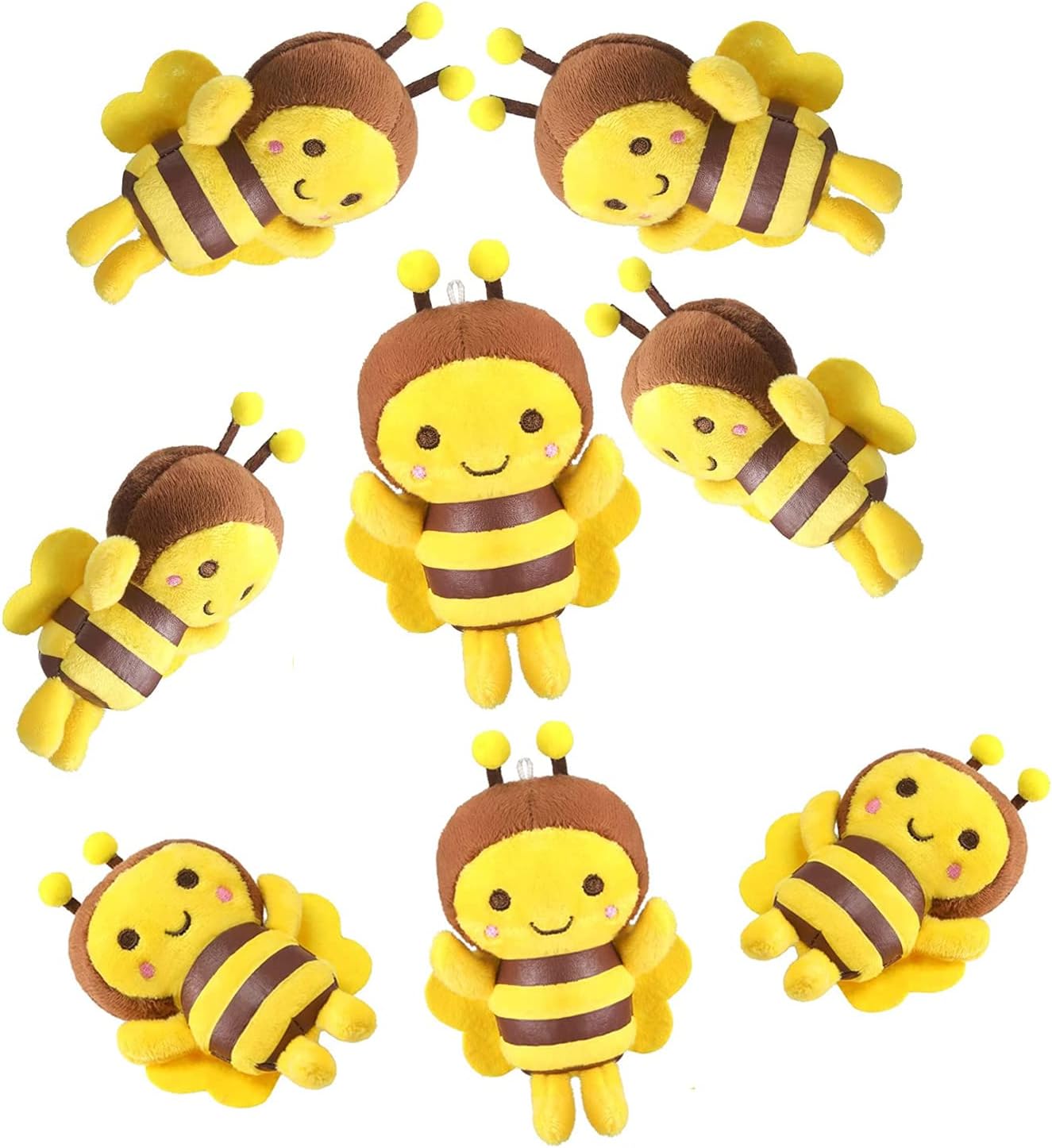 Azonee 8 Pcs 5 Inch Stuffed Bees Plush Soft Bees Small Bee Stuffed Animal Realistic Cartoon Little Honey Bee Stuffed Toy Adorable Bee Doll for Bee Birthday Party Decorations DIY