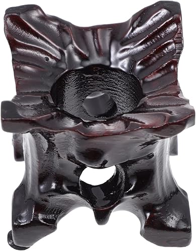 Operitacx Base de bola de cristal de madera de cordero, decoración Woodsy, soporte de cristal para escritorio, soporte de esfera de Feng Shui,