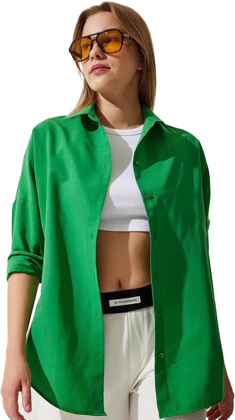 Oversized Button Down Shirts for Women, Dressy Casual Long Sleeve Blouses Summer Tops Tunics