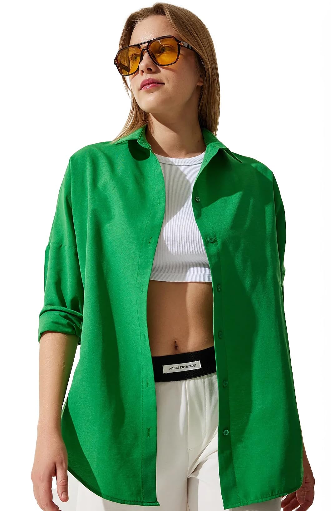 BIG DART Oversized Button Down Shirts for Women, Dressy Casual Long Sleeve Blouses Summer Tops Tunics