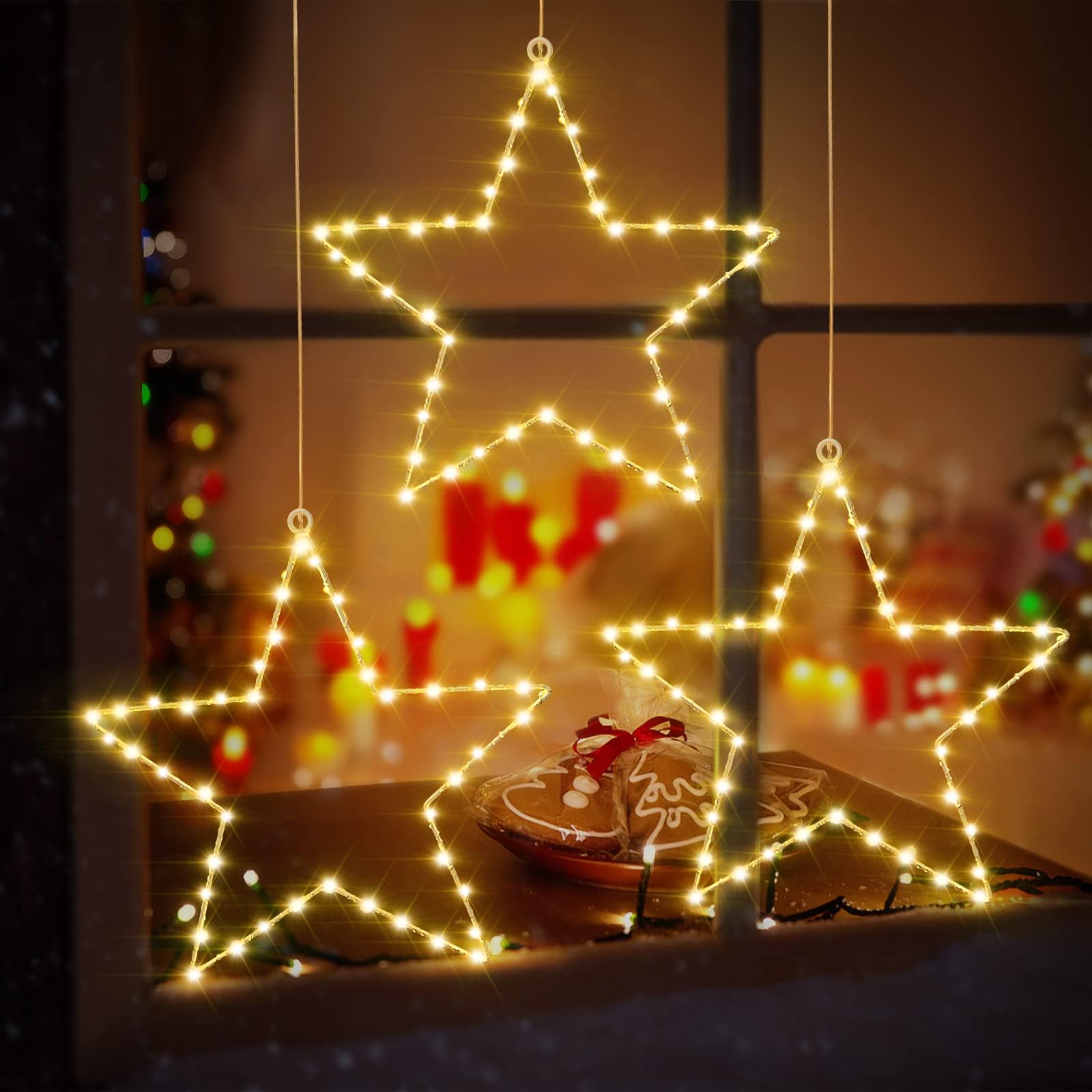 Amazon.com: Energizer 3 Battery Operated 8 Function LED Hanging Stars ...