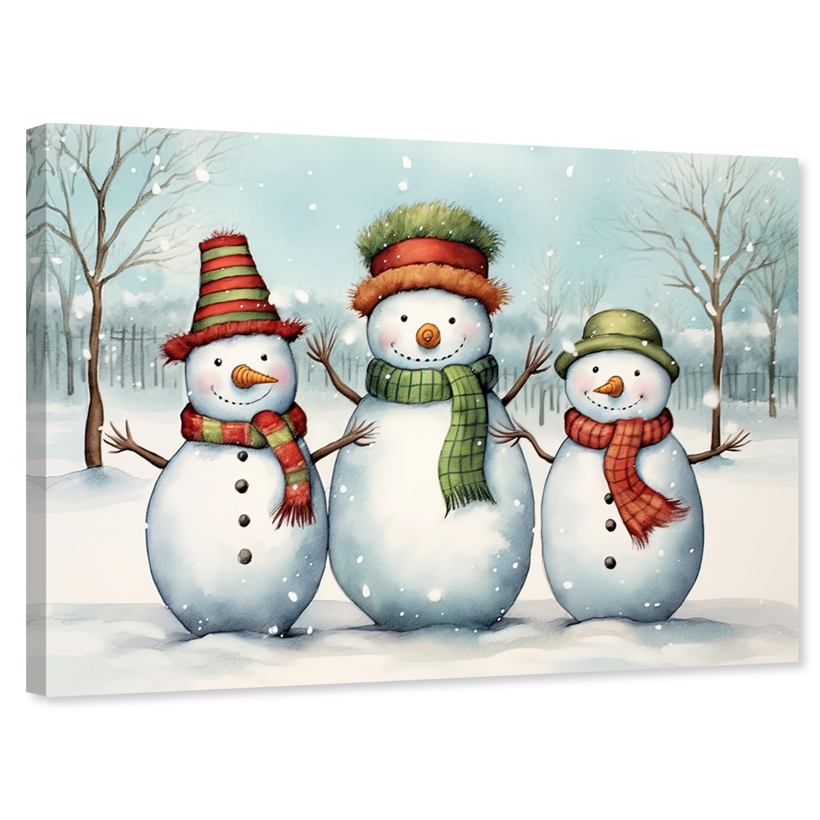 PBXBJY Lot De 3 Toiles Murales De Noël D'hiver Avec Impression De Père Noël, Scène De Neige Rustique, Peinture Sur Le Thème De Noël Pour Salon, Chambre à Coucher, Décoration D'intérieur (40,6