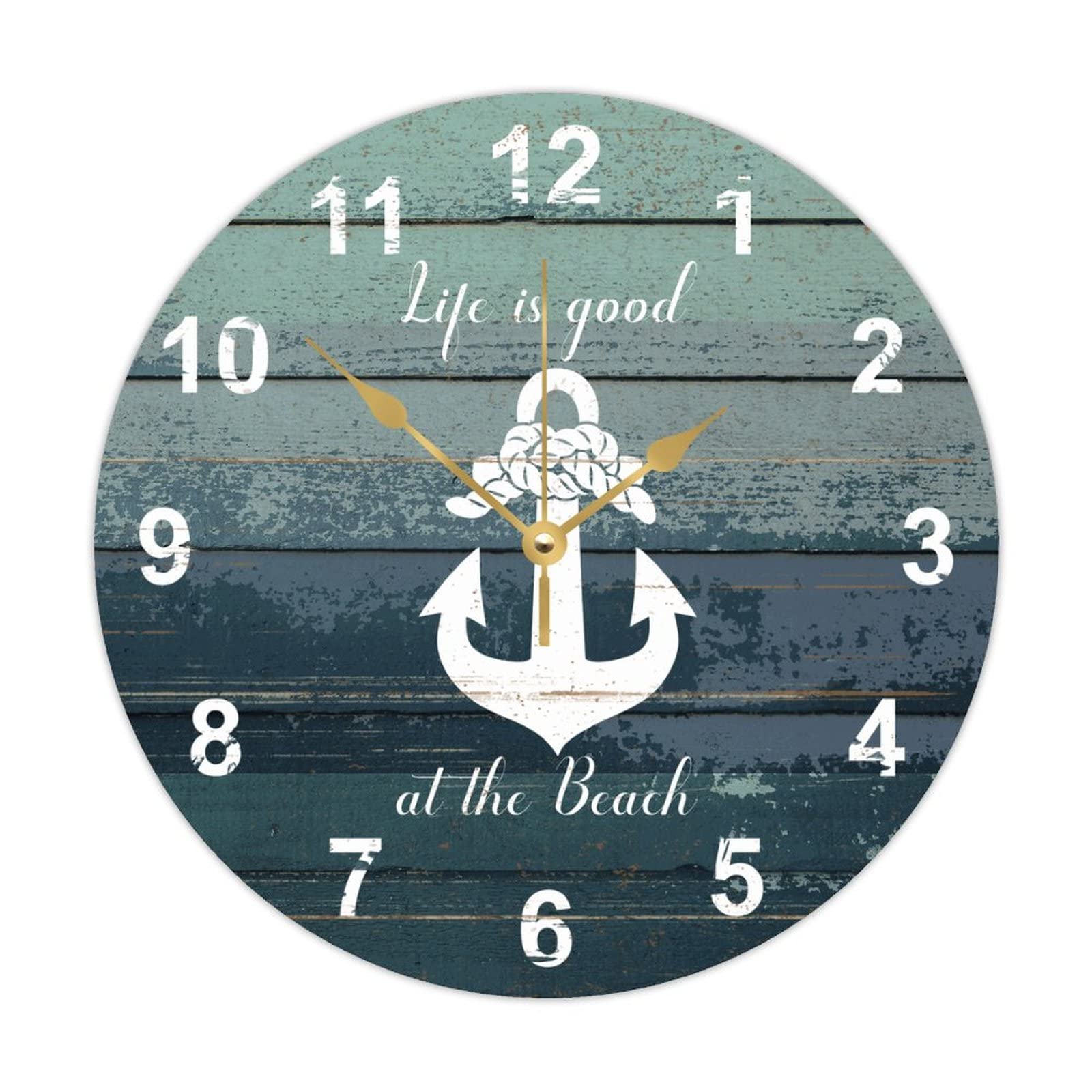 Horloge murale ronde en bois nautique élégante et épurée pour décoration chic