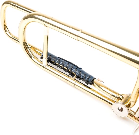 Trombone Neck Cover for Marching Band and Practice – Eco-Friendly Vegan Leather Guard with Adjustable Pencil Holder (Blue)