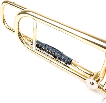 Trombone Neck Cover for Marching Band and Practice – Eco-Friendly Vegan Leather Guard with Adjustable Pencil Holder (Blue)