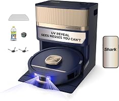 Shark PowerDetect UV Reveal Luxe Collection | 2-in-1 Robot Vacuum & Mop for Carpets & Hard Floors | UV Stain Detect | Self-Clean, Self-Empty, Heated Wash & Dry | Blue Harbor | RV3025XEUSBL