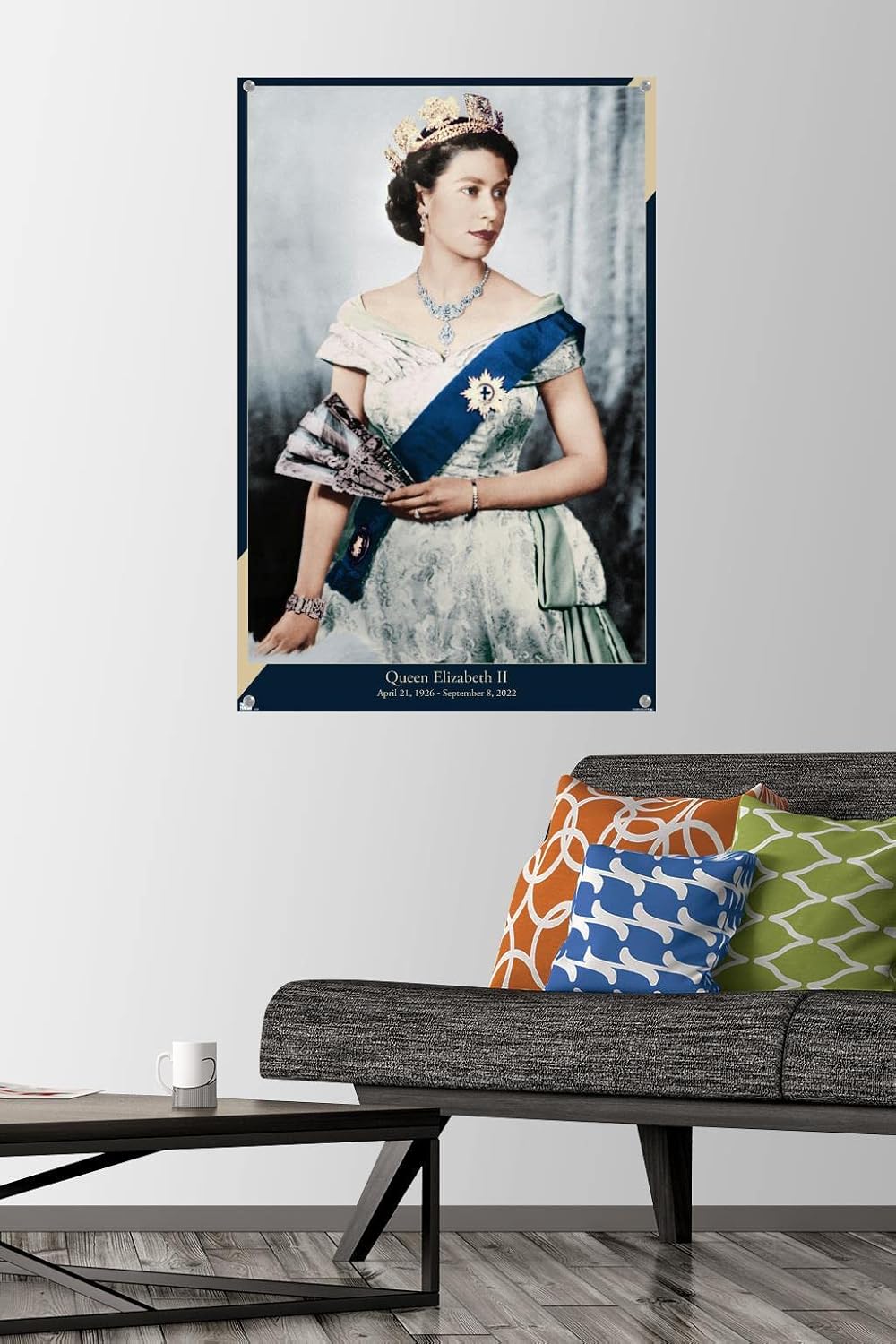 Trends International Queen Elizabeth II - Queen Wall Poster, 22.375" x 34", Premium Poster & Push Pin Bundle