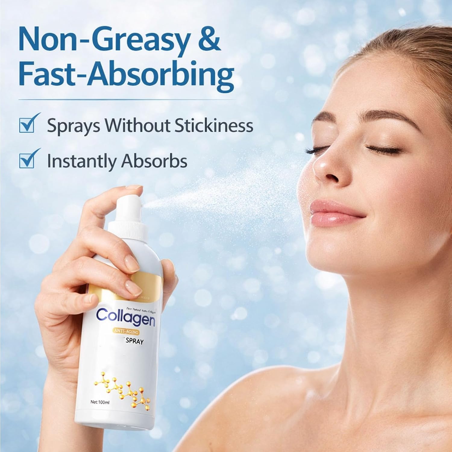 Quatrel Firming Collagen Spray,Plumping and Firming Care for Body and Face,Hydrating Moisturizer Mist Fast-Absorbing Instantly Hydrates & Softens Skin for All Skin Types (2pcs)