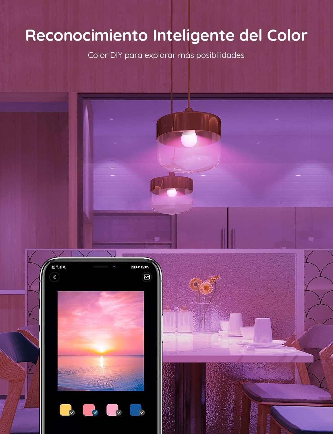 Govee Bombilla LED E27 Inteligentes WiFi y Bluetooth, Compatible con SmartThings, Matter, Alexa y Google Assistant, 800LM, 16 Millones de Colores DIY RGBWW, Bombilla Inteligente, Juego de 2