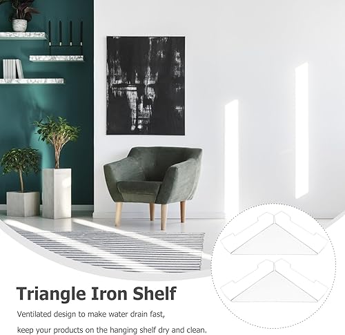Miniatura 6 de Housoutil Estante de pared de esquina de 2 piezas, estante de esquina flotante para cubículos de oficina, estante de hierro para escritorio,